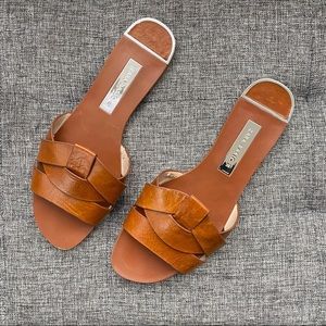 Zara crossed leather slides